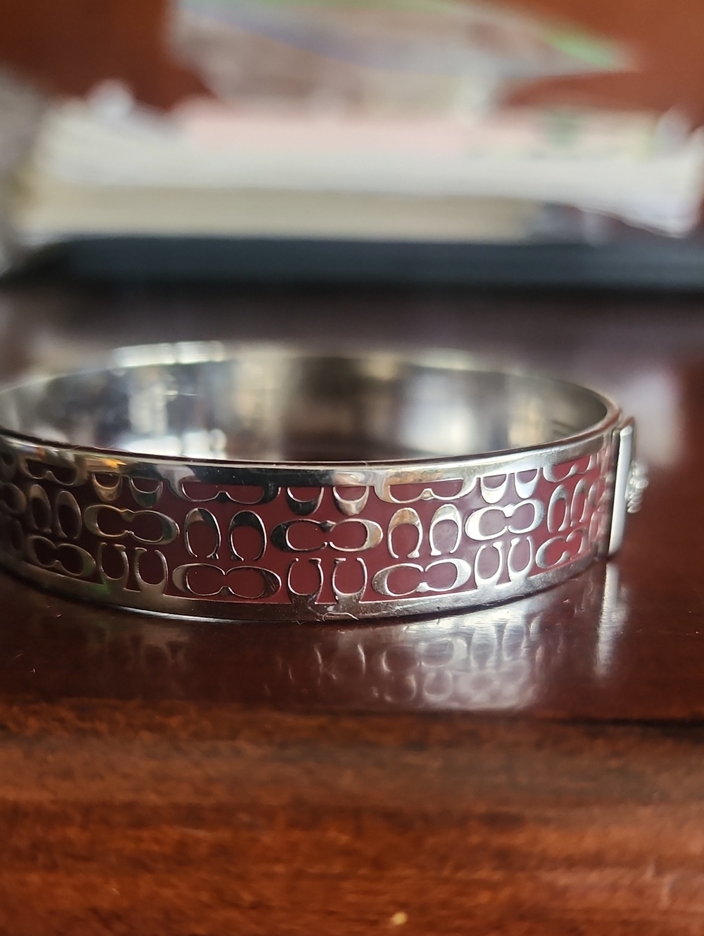 Silver-Tone Patterned Bangle Bracelet - Women's Jewelry - Picture 2 of 3